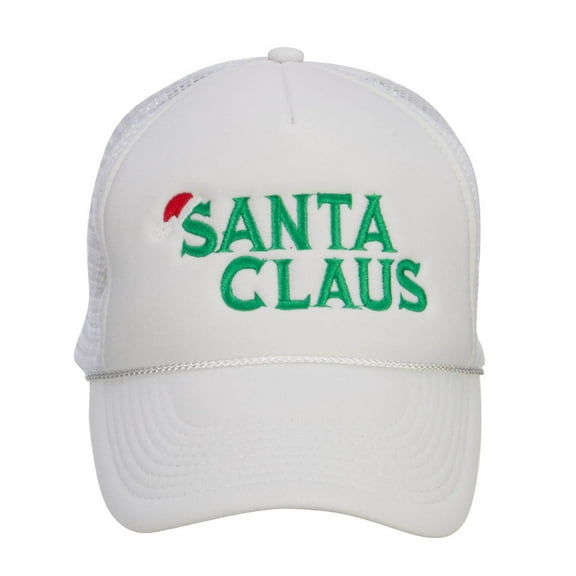 Christmas Santa Claus Embroidered Foam Cap - White OSFM