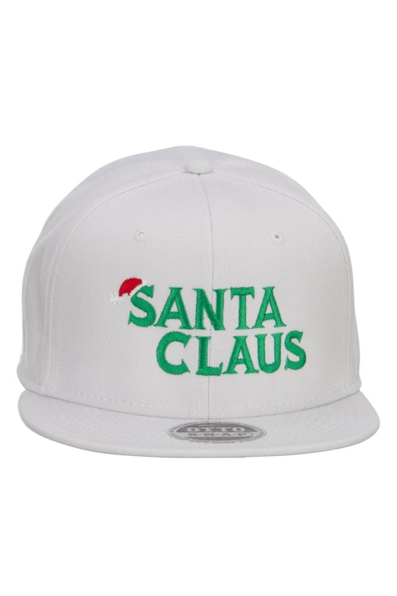 Christmas Santa Claus Embroidered Wool Snapback - White OSFM