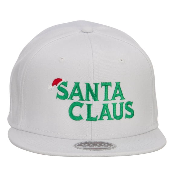 Christmas Santa Claus Embroidered Wool Snapback - White OSFM