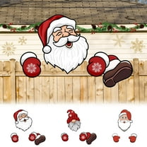 Christmas Santa Claus Fence Peekers,Xmas Snowflakes Gloves Topper Ornaments,Christmas Fence Peekers Outdoor Patio Peeking Decor,Snowflakes Holiday Indoor Tree Decoration