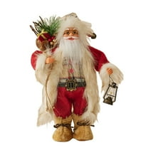 Christmas Santa Claus Figurine Red British Style Santa Claus Ornament Festive Standing Santa Claus Doll for Holiday Embellishments 30CM