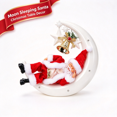 thumbnail image 1 of Christmas Santa Claus Figurine, Sleeping Santa on Crescent Moon with Star, Festive Tabletop Decor for Mantel Shelf, Holiday Display by MPOISVA, 1 of 8
