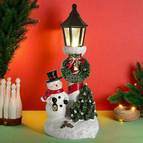 Christmas Santa Claus Lantern Lighted Resin Figurine Indoor Holiday Decor for Tabletop Mantle Centerpiece Festive Night Light