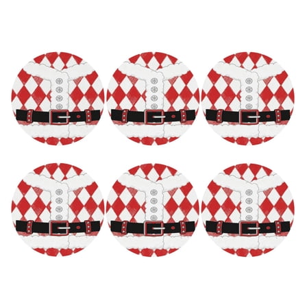 Christmas Santa Claus Leather Coasters for Drinks Perfect for Living Room, Kitchen, or Outdoor Use Set of 6 Round Shape