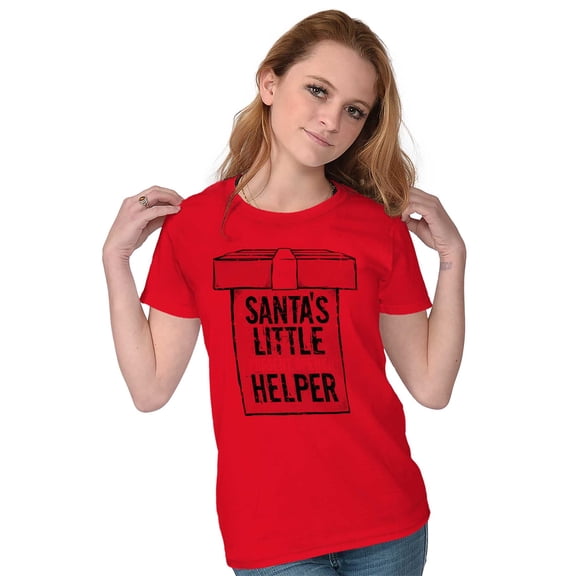 Christmas Santa Claus Little Helper Womens Fitted Plus Size Graphic Tee Brisco Brands 3X