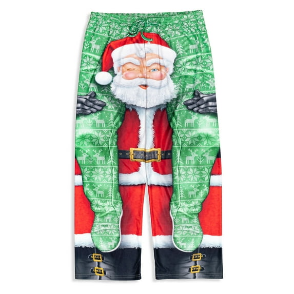 Christmas Santa Claus Mens Fleece Pajama Pants Adult