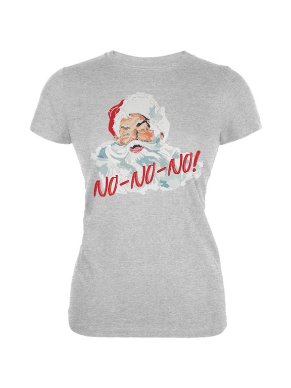 Christmas Santa Claus No No No Funny Juniors Soft T Shirt Heather SM
