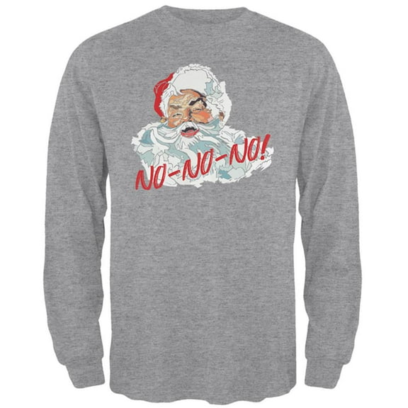 Christmas Santa Claus No No No Funny Mens Long Sleeve T Shirt Heather 2XL