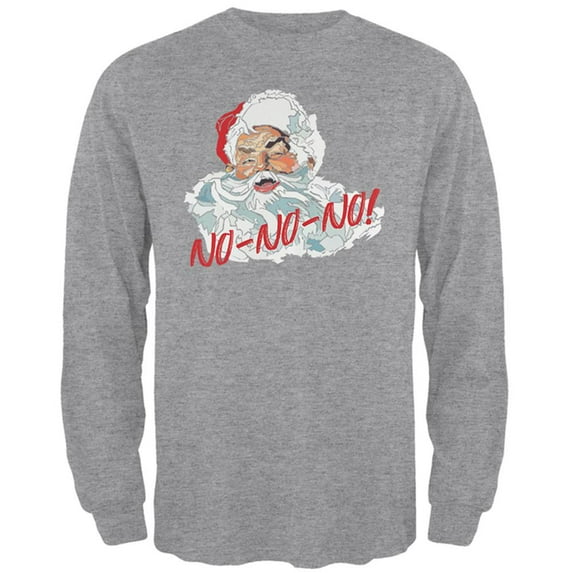 Christmas Santa Claus No No No Funny Mens Long Sleeve T Shirt Heather 2XL