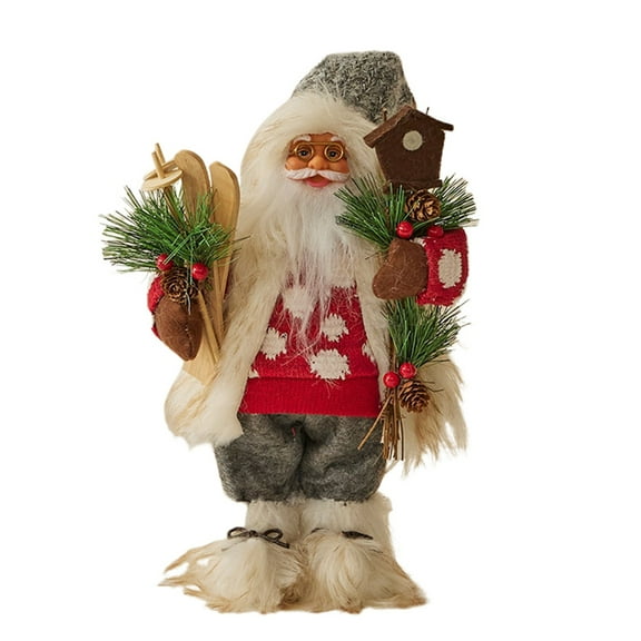 Christmas Santa Claus Ornament Charming Fabric Plush Standing Santa Claus Christmas Decoration for Festive Homes 30CM