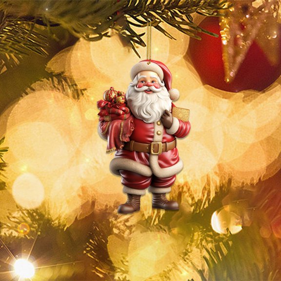 Christmas Santa Claus Ornaments Decoration Hanging Ornament, Hanging Ornaments Christmas Decor Holiday Party Gifts, Acrylic Hanging Holiday Ornament Christmas Tree