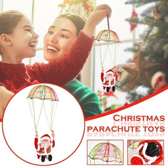 Christmas Santa Claus Parachute Decorations,Electric Santa Claus Tumbling Parachut,Christmas Parachute Hanging Decoration Creative Christmas Tree Santa Hanging Ornaments Holiday Party Supplies Decor