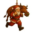 thumbnail image 1 of Christmas Santa Claus Pendant, Santa Claus and Cow with Christmas Gift Box, Fun Christmas Themed Hanging Ornaments, 1 of 6