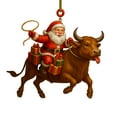 thumbnail image 1 of Christmas Santa Claus Pendant, Santa Claus and Cow with Christmas Gift Box, Fun Christmas Themed Hanging Ornaments, 1 of 6