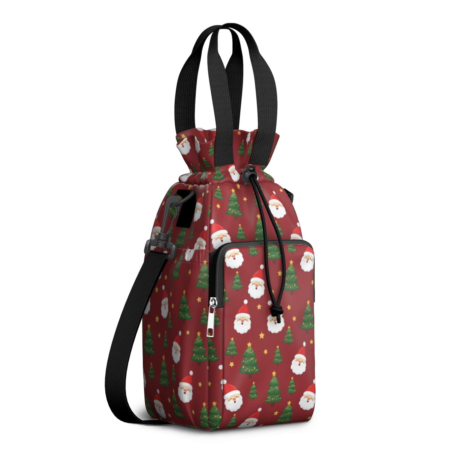 Christmas Santa Claus Pine Tree Pattern Water Bottle Holder with Strap ...