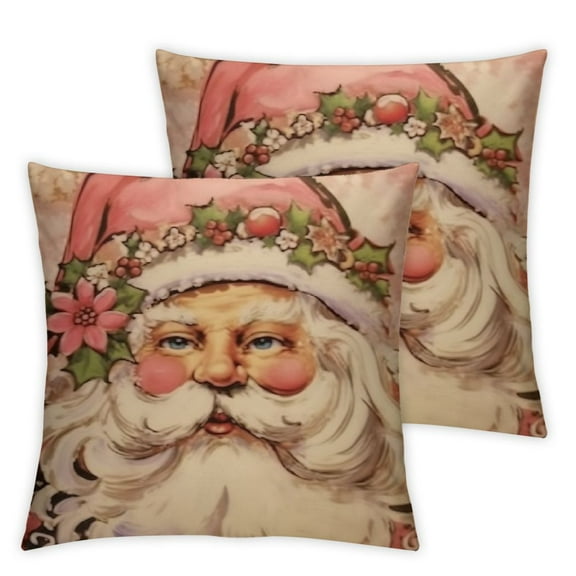 Christmas Santa Claus Pink Lumbar Decorative Throw Pillow Cover  Rectangular Xmas Stripes Snowflakes Snow Outdoor Home Decor, Winter Holiday Seasonal Farmhouse Cushion Case