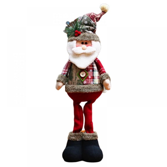 Christmas Santa Claus Plush Toy Stretchable Leg Standing Doll Ornaments Christmas Home Party Table Decorations Xmas Tree Hanging Decor Gift Snowman Home Indoor Table Christmas Figurine Toy