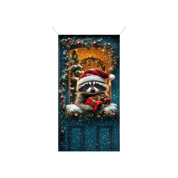 Christmas Santa Claus Polyester Door Cover Holiday Decoration Festive Entryway Decor For Home Party Creation And Celebration