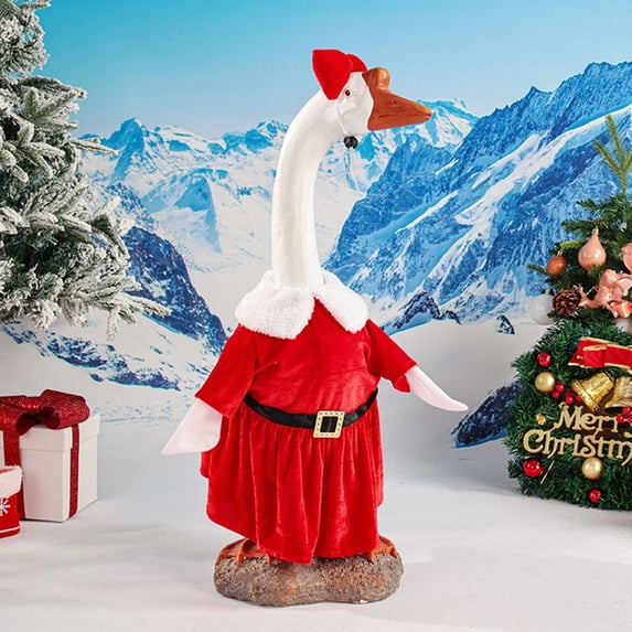 Christmas Santa Claus Porch Goose Outfit – Christmas Costume for Decorative Porch Goose, Holiday Dress-Up Clothes for 23" White Goose Statue, Festive Xmas Goose Clothes for Outdoor & Indoor Décor