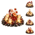 thumbnail image 1 of Christmas Santa Claus Resin Centerpiece with LED Flameless Candles,Lighted Frosted Pine Wreath Santa Tabletop Decor, Xmas Mantel Dining Table Holiday Decoration, 1 of 4
