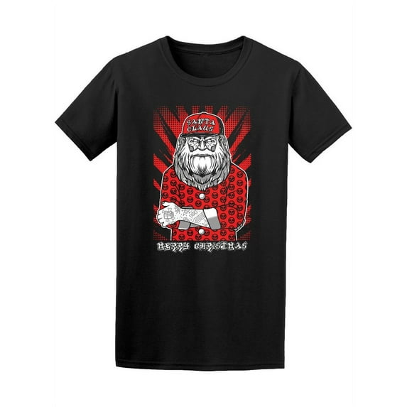 Christmas Santa Claus Rock Metal T-Shirt Men -Image by Shutterstock, Male Small