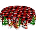 thumbnail image 1 of Christmas Santa Claus Round Table Cloths 60 inch Winter Snowman Circular Tablecloth Xmas Tree Snowflake Circle Table Cloth for Kitchen Dining Farmhouse Tables Decor Buffalo Plaid, 1 of 8