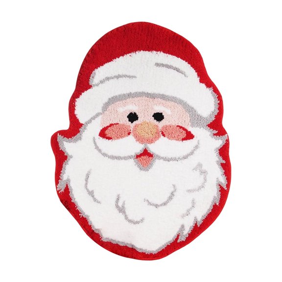 Christmas Santa Claus Shape Bathroom Rug – Soft Non-Slip Washable Bath Mat for Shower, Living Room or Entryway – Green Festive Polyester Carpet