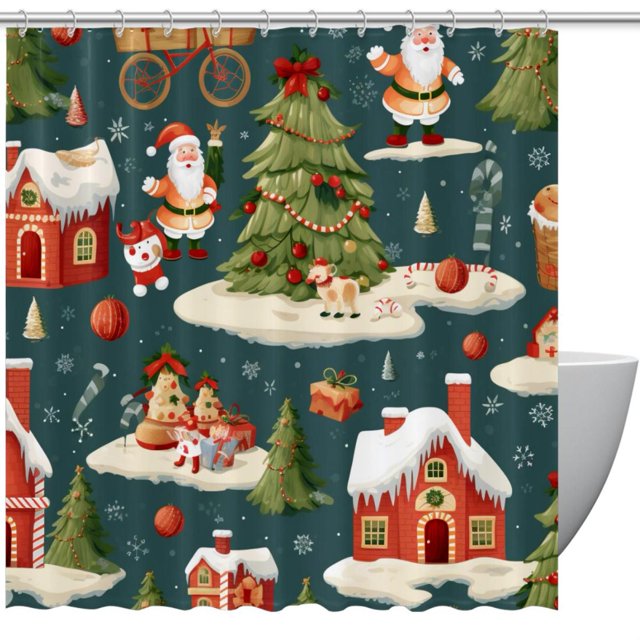Christmas Santa Claus Shower Curtain for Bathroom, 72x72 Inch