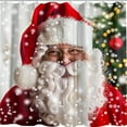 Christmas Santa Claus Shower Curtain with White Beard and Glasses