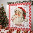 thumbnail image 1 of Christmas Santa Claus Shower Curtains for Bathroom, Winter Xmas Holly Leaf Red Checkered Waterproof Fabric Shower Curtain, Decorative Bathroom Curtain for Bathtub, 72"x72", No Hooks Included, 1 of 9
