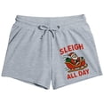 thumbnail image 1 of Christmas Santa Claus "Sleigh All Day" Women's Heather Gray Lounge Shorts - XS, 1 of 2