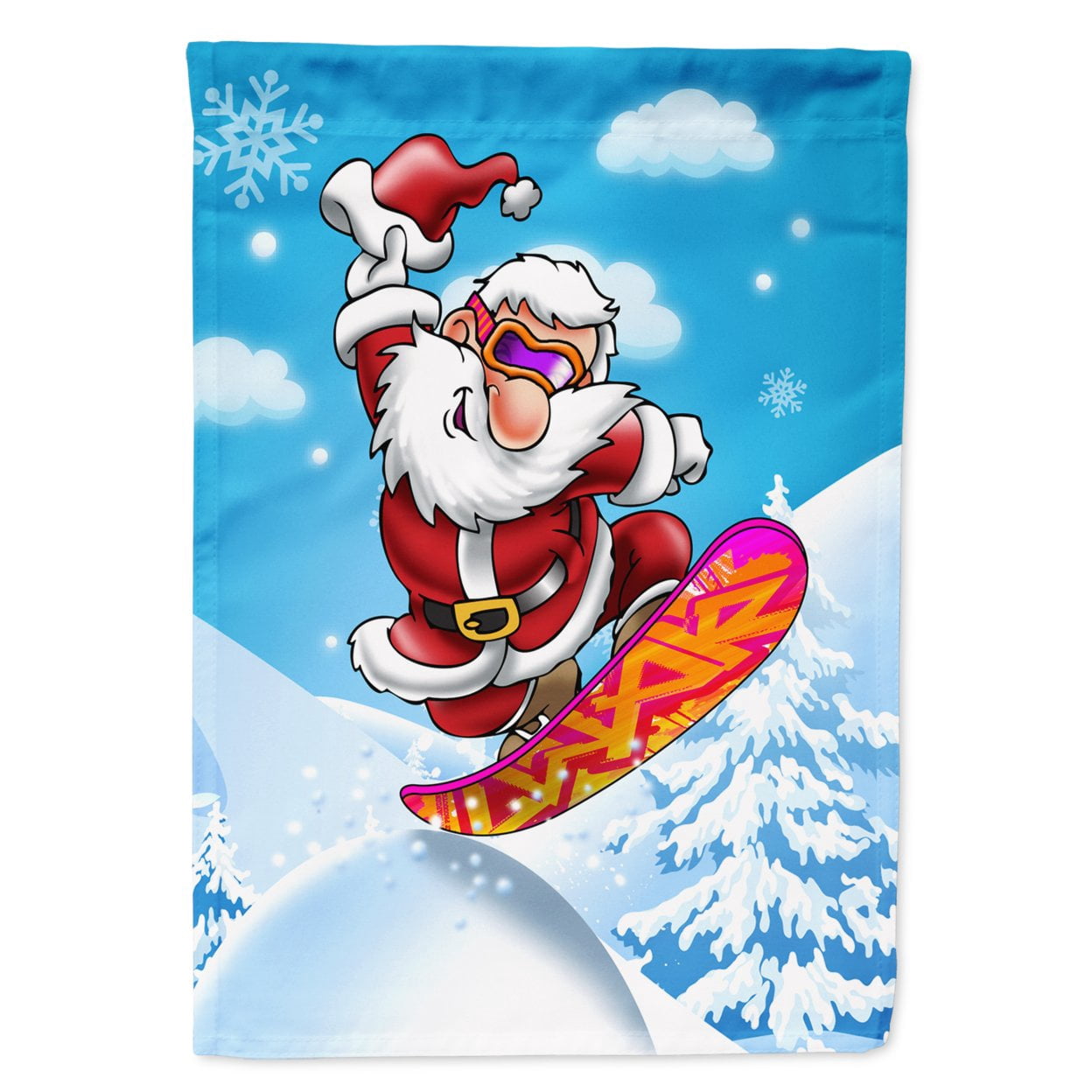 Christmas Santa Claus Snowboarding Flag Canvas House Size