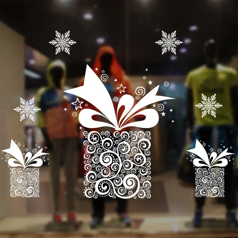 Christmas Santa Claus Snowflake Glass Windows New Year Sticker Wall