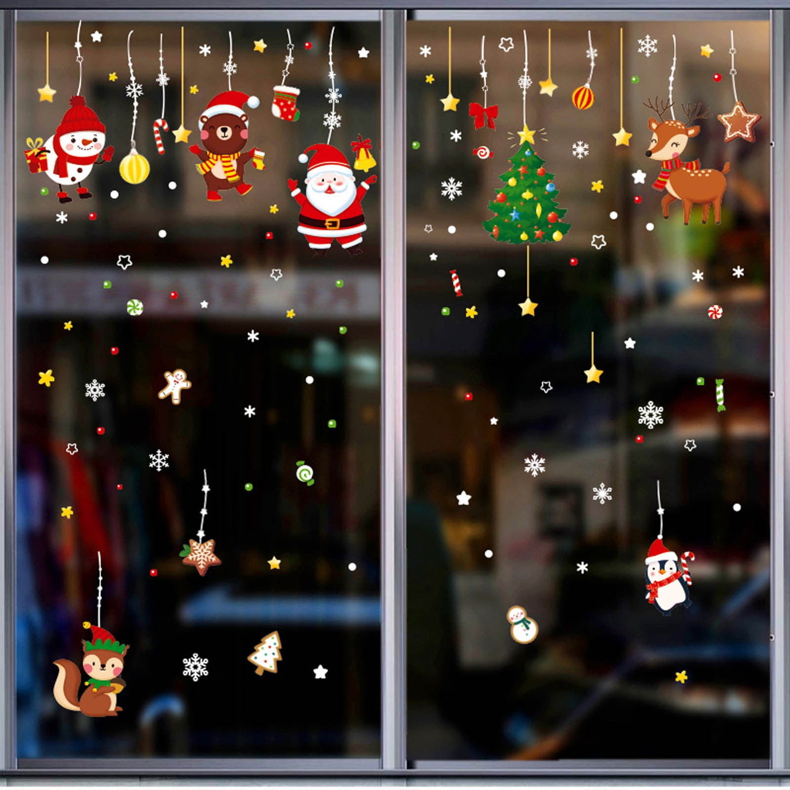 Christmas Santa Claus Snowman Bedroom Living Room Window Christmas Gifts Scene Layout Decoration