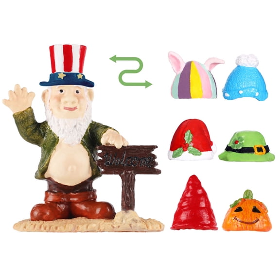Christmas Santa Claus Statue Figurine - Christmas Santa Claus Decorations Indoor with Interchangeable Hats Gnome Decor DIY Holiday Halloween Thanksgiving Seasonal Ornaments