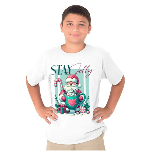 Christmas Santa Claus Stay Jolly Crewneck T Shirts Boy Girl Brisco Brands X