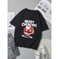 thumbnail image 1 of Christmas Santa Claus Suit Merry Print Holiday Party Black Graphic T-Shirt for Men and Women Tops Tee, 1 of 4