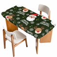 thumbnail image 1 of Christmas Santa Claus Table Cloths for 6 Foot Rectangle Tables, Cartoon Xmas Elk Snowflakes Black Patio Waterproof Elastic Fitted Tablecloths, Washable Rectangular Table Cover for Camping, 1 of 8