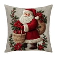 thumbnail image 1 of Christmas Santa Claus Throw Pillow Covers 18x18, Vintage Linen Pillow Cases with Snowman Santa Claus Elk Christmas Tree Decorative Pillowcover for Couch Sofa Chair Cushion Christmas Home Decor, 1 of 6