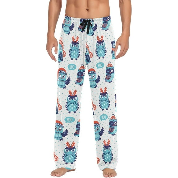 Christmas Santa Claus Tree Pajama Pants Mens Lounge Pants Straight-Fit Men Pajama Bottoms with Drawstring Pockets