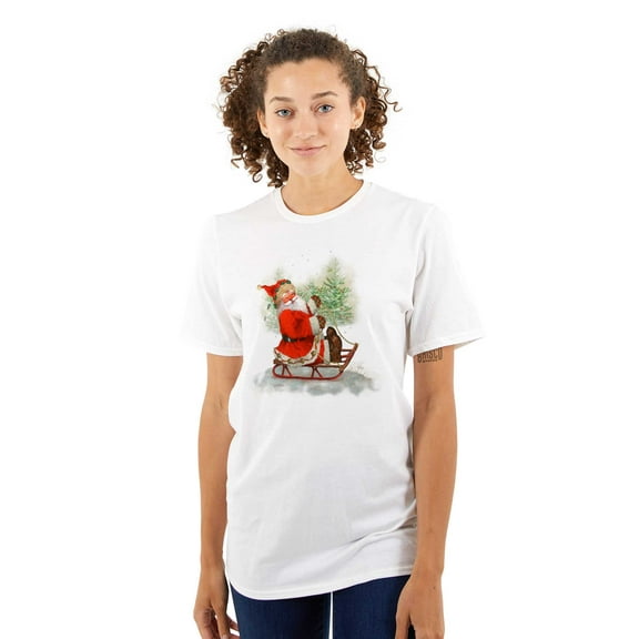 Christmas Santa Claus Winter Sled Women's Graphic T Shirt Tees Brisco Brands M