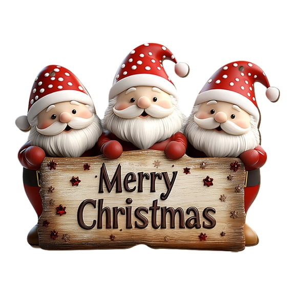 Christmas Santa Claus Wooden Ornament - 2D Santa Wooden Sign 20Cm Christmas Hanging Decoration With "Joy" Text Rustic Holiday Wall Decor For Home