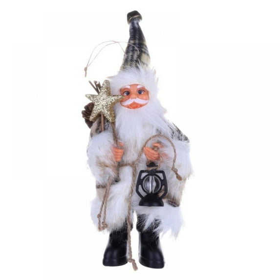 Christmas Santa Claus with Kerosene Lamp Figure Standing Plush Home Decor Ornaments Holiday Decorations