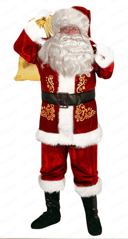 Men's Santa Costume Set Christmas 12pcs Deluxe Velvet Adult Santa Claus Suit -XL