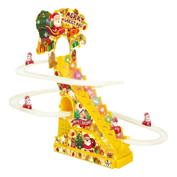 Christmas Santa Climbing Toy Climbing Santa Game Automatic Stair Climbing Toy With LED Lights Musical Toys For Santa Funny Toys For Kids Boys And Girls Folding Carpet Children's Games Playing Playmat