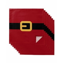 Christmas Santa Cloth Napkins Washable Set of 8, Black Golden Belt Red Backdrop Reusable Dinner Table Napkins Cloth Bulk for Weddings Kitchen Restaurants Hotel Events Parties 20 x 20 Inch