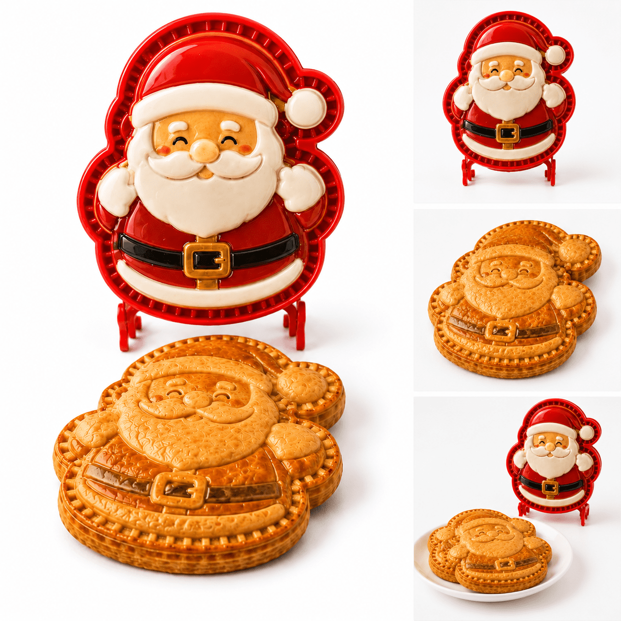 Christmas Santa Cookie Mold 3D Embossed Red Hand Pie Maker with Display ...