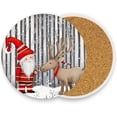 thumbnail image 1 of Christmas Santa Deer Coasters Absorbent Moisture Non-Slip Drink Coaster Ceramic Stone with Cork Base Desktop Protection, 2PCS, 1 of 6