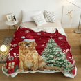Christmas Santa Dog Sherpa Fleece Blanket, Warm Cozy Plush Flannel