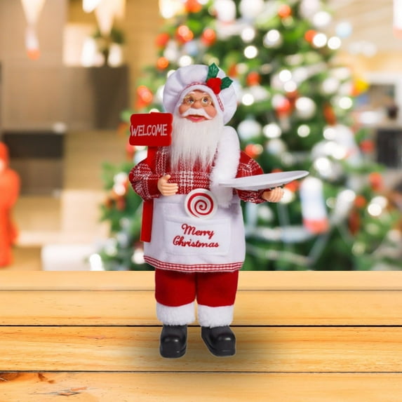 Christmas Santa Figurine Ornament New Year Gift Xmas Standing Decoration Doll Accessories For Bedroom Decor Plastic